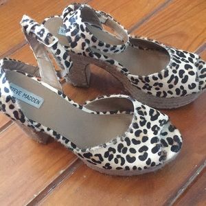 Leopard Fur Block Heel